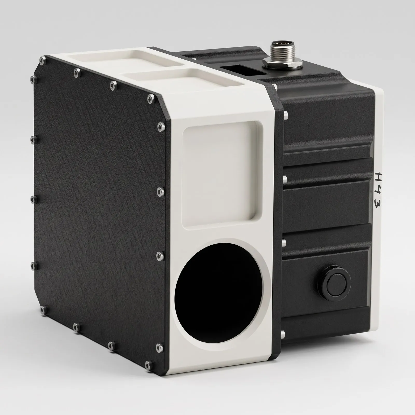 mFL-12 compact fluorescence sensor, three-quarter studio view